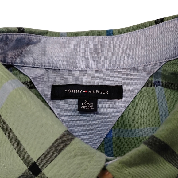 Tommy Hilfiger Green with Blue and Black Stripes Casual Button Down Shirt, XL - Picture 10 of 10